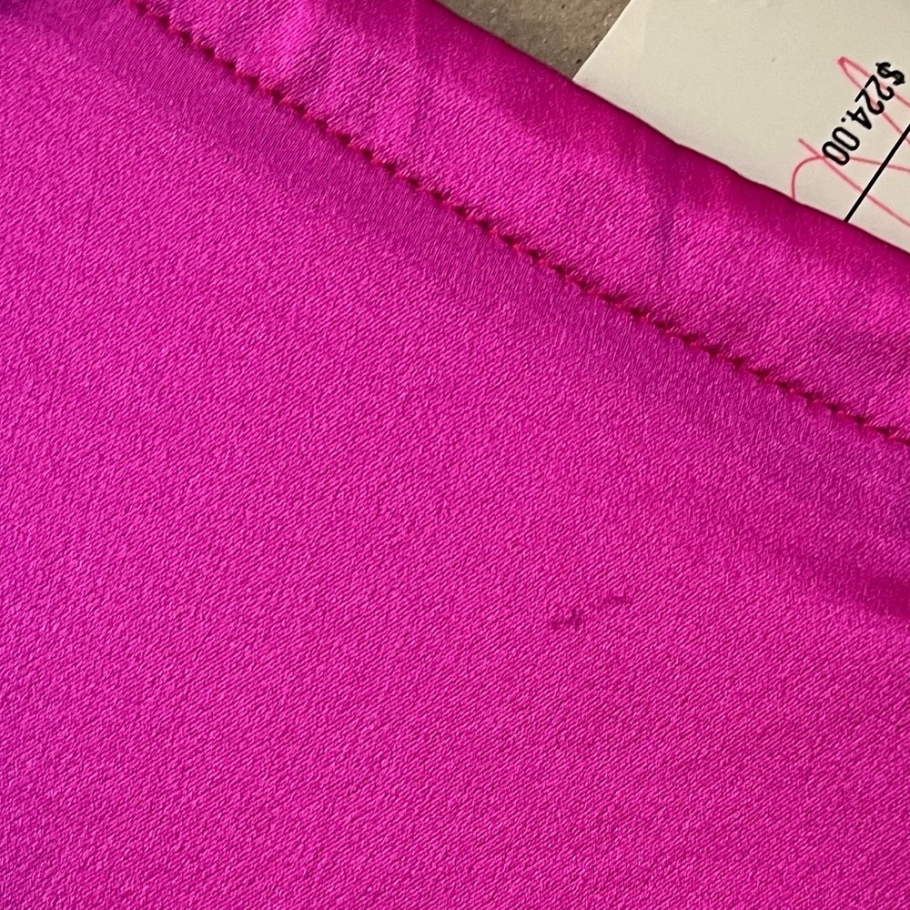 NWT Vintage Petro Zillia Fuchsia 100% Silk Ruffle Fringe drawstring skirt Pink - Picture 11 of 11